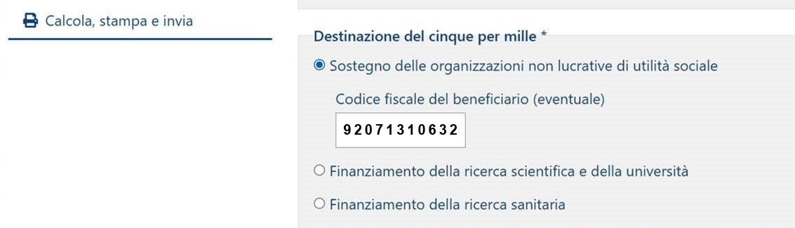 Immagine dichiarazione precompilata pagina 5 x 1000 dell'associazione randagioia, che per raggiugere i suoi obiettivi ha bisogno del tuo 5 x 100 e di donazioni libere.